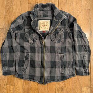 Arizona Jeans Co. Means Flannel Zip Up Heavyweight Gray Plain Jacket
